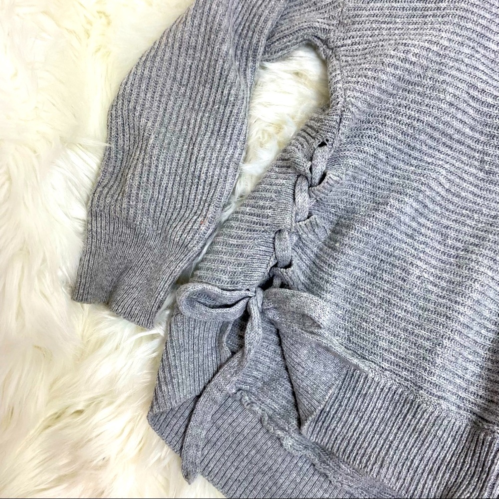 Cowl Neck Thin Knit Sweater With Slit Cut out Tie Sides